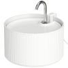 Ceramic Cat Water Fountain, 2.2L/74oz Pet Water Fountain with Ultra-Quiet Pump, 4-Layer Filtration, Faucet, White