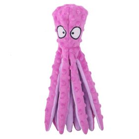 Plush Octopus Soft Dog Stuffed For DogChew Toys Interactive Dog Supplies Fleece Dog Squeaky Toys (Color: Pink)