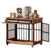 38" Dog Crate Furniture, Double Door Wooden Indoor Dog Kennel Furniture, Size L