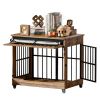 38" Dog Crate Furniture, Double Door Wooden Indoor Dog Kennel Furniture, Size L