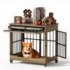 32" Dog Crate Furniture, Double Door Wooden Indoor Dog Kennel Furniture