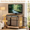 42" Large Dog Crate Furniture, Double Door Wooden Indoor Dog Kennel Furniture