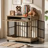 32" Dog Crate Furniture, Double Door Wooden Indoor Dog Kennel Furniture